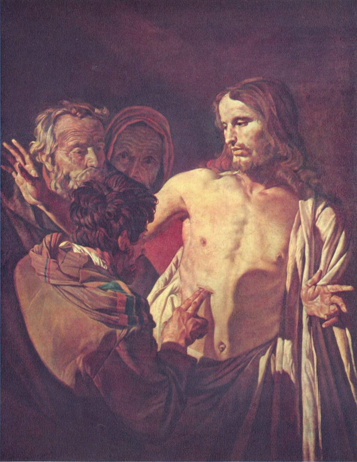 Gemälde, auf dem Thomas seinen Finger in Jesu Wunde legt